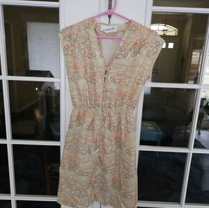 Vintage Yellow and Pink V-Neck Sundress